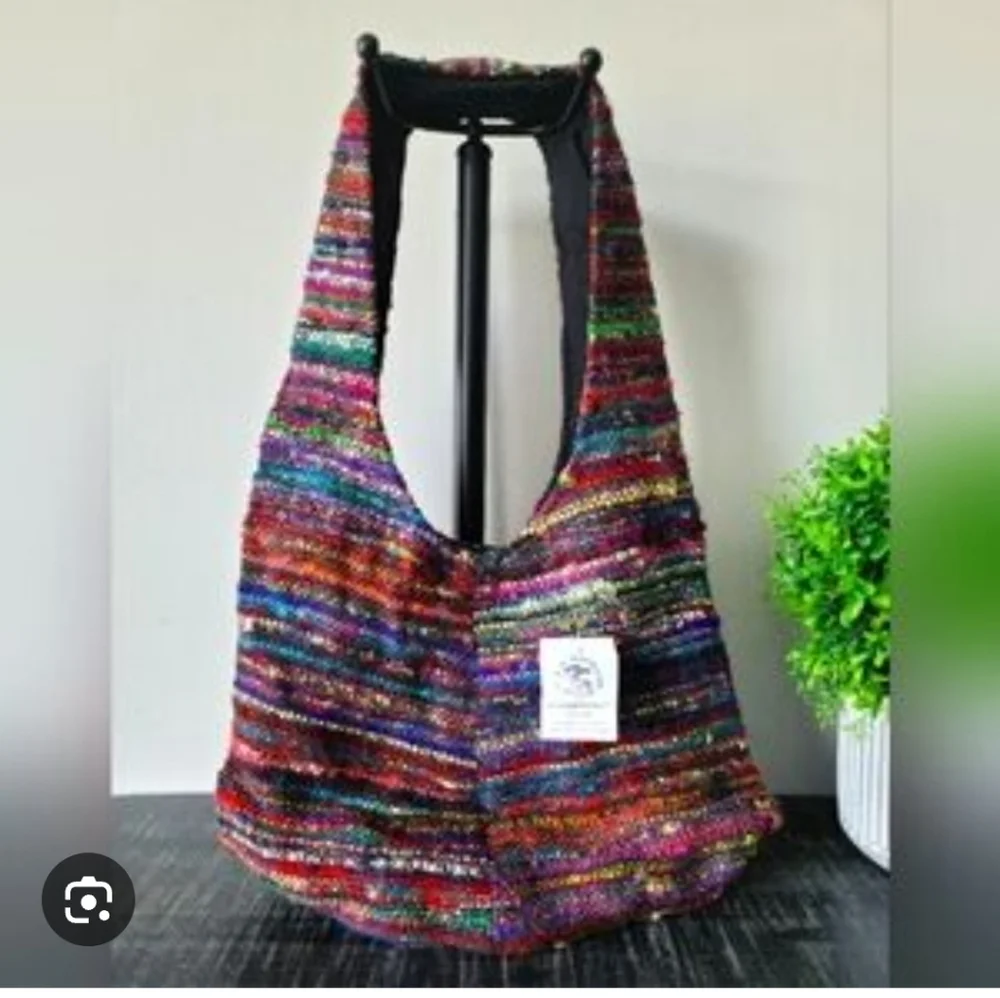 Multicolor Woven Hobo Bag